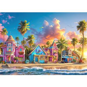 Puzzles for Adults 1000 Pieces,Romantic Beach Jigsaw Puzzle with 1:1 HD Poster, Perfect Interlocking No Dust, Stress Relief Ideal Gift for Family Games