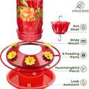 Kingsyard Hummingbird Feeder for Outdoor Hanging - Charming Patterned Glass Humming Bird Feeder with 6 Feeding Ports and Ant Moat, Ideal Gift Choice for Bird Lovers, Red
