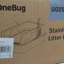 Stainless Steel Cat Litter Box XL for Big Cats, High-Sided Design Prevents Urine Leakage, Non-Stick, Easy to Clean, Includes Scoop, Gray