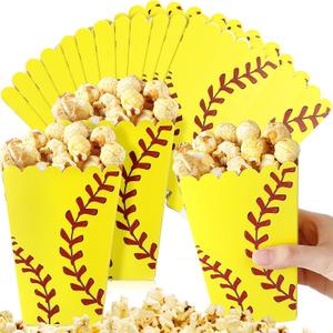 50 Pcs Softball Popcorn Boxes for Party Popcorn Buckets for Birthday Softball Theme Candy Treat Bags for Sports Party Birthday Supplies Decorations