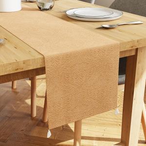 Encasa XO Dining Table Runner 13x72 in Long | Embossed Velvet | Gold Color with Premium Polyester - Machine Washable