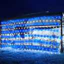 weillsnow 198 LED 9.8ft x 6.6ft Christmas Net Lights, Connectable 8 Lighting Twinkle Modes Mesh Lights for Christmas Outdoor Patio Garden Bush Fence Decorations (Blue & White)