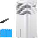 FLOWBREEZE 24" Windowless Portable Air Conditioner, 15H Timer & 120Oscillation, 3-IN-1 Portable AC Unit w/Remote, 2Gal Tank, 3 Modes & Speeds, Ultra-Quiet Ventless Swamp Cooler for HomeOffice, Chalky