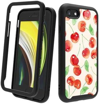 POCOOA Compatible with iPhone SE 2022/ 2020 (3rd/ 2nd Gen), iPhone 8/ 7 | Shockproof Rugged Dual-Layer Protective Cover for Women Girls - Cherry Fruit 043