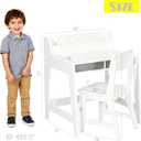 UTEX Kids Desk and Chair Set, Study Desk for Kids with Storage Bins, Wooden Children Study Table, Student Writing Desk for Bedroom & Study Room (2 Fabric Drawers)