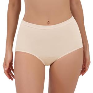 Incontinence Underwear for Women, 5 oz Super Absorbent Leakproof Washable Undies for Pregnancy Urine Leakage 1 Pack (Beige, 2XL)