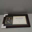 GraduationMall 11x19 Mahogany Diploma and Photo Frame for 8.5x11 Certificate,5x7 Picture,Real Glass,Black over Gold Double Mat