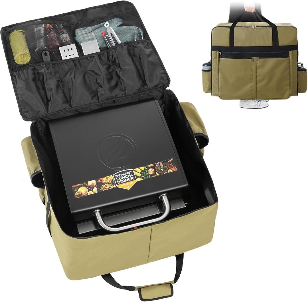 Griddle Cover Bag for Blackstone 17/22 Inch Griddles - Waterproof wear-Resistant with Ample Compartments, Large Capacity to Hold Grills with Hood, Stand & Grill Accessories