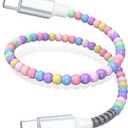 USB C to USB C Cable 1FT,60W Fast Charging Beaded Charger Cord 30CM for iPhone 17 16 15 Pro Max/iPad Air 11 10th for Samsung S26 S25 S24 Ultra S23 A16 A17/Android Phone Charger Cord Cute Girls Women