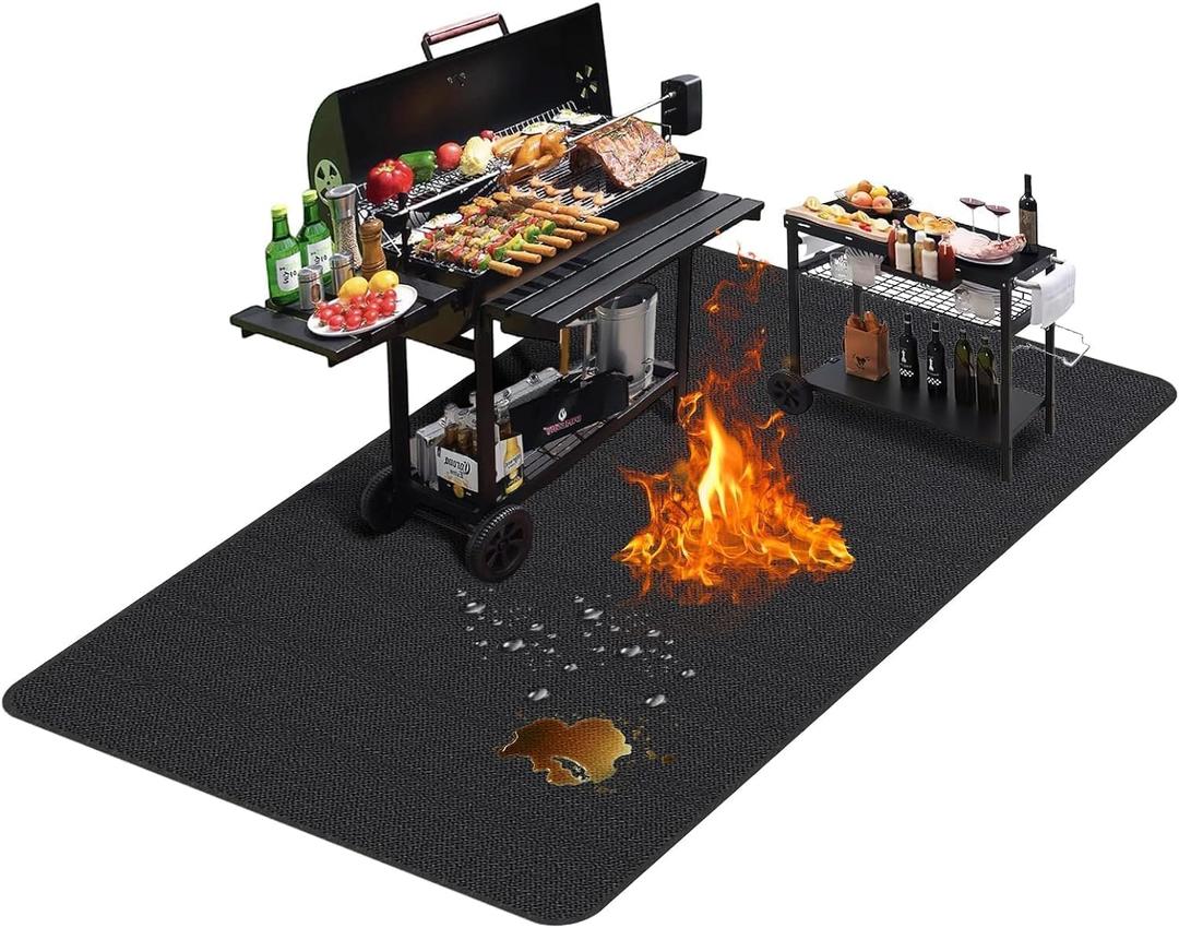 TAOMAND 48 x 30 inches Under Grill Mats for Outdoor Grill | Double-Sided Fireproof | Waterproof | Oil-Proof | Easy to Clean | Indoor Fireplace/Fire Pit Mat | Quality BBQ Mat for Deck Patio Lawn