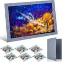 Bokon Felt Puzzle Board 2000 Pcs 46 x 31 Inch Large Jigsaw Puzzle Mat with 6 Portable Sorting Tray Holder, Foldable Saver Storage, Sheets Keeper Organizer and Gray Pad, Birthday Gift for Jigsaw Lover, 45.7 x 30.7 inches