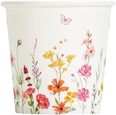 Crisky 300 Pack Paper Bathroom Cups 3oz Disposable Small Mouthwash, Elegant Floral Design, Hot/Cold Beverage Coffee, Dessert for Birthday Parties, Home-use, Picnics, Ceremonies