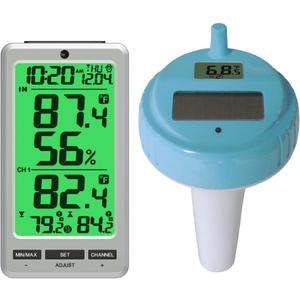Ambient Weather WS-25 Wireless 8-Channel Floating Pool and Spa Thermometer with Indoor Temperature and Humidity