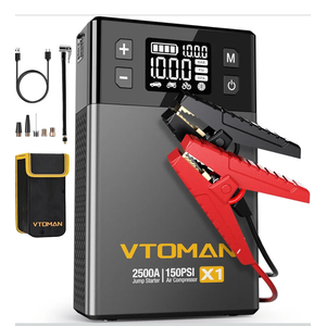 VTOMAN X1 Jump Starter with Air Compressor, Car Battery Jumper Starter (2500A, Up to 8.5L Gas/6L Diesel Engine) with 150PSI Auto Tire Inflator, 12V Portable Booster Pack, Lithium Jump Box Charger-Gray