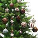 Christmas Ball Ornaments Set Assorted Shatterproof Ornaments 63 PCS Shaped Styles Xmas Tree Holiday Decorative,Brown