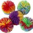 5 Pack Monkey Stringy Balls, Great Sensory Toys Stress Balls, Rainbow Pom Bouncy Balls Games 90s Toys Fun Party Favor