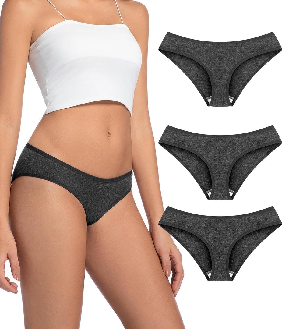 Merino Wool Underwear Women Pack of 3, Breathable Wooly Panties, Bikini Ladies Briefs Underwear (Medium, Darkgrey)