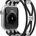 Beaded Bracelet Compatible with Apple Watch Band 41mm 38mm 44mm 42mm 45mm 46mm 49mm Women Boho Braided Solo Loop Nylon Stretchy Dressy Strap for iWatch Serie11/10/9/8/7/6/5/4 SE 3/2/1 Ultra