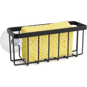 Sponge Holder for Kitchen Sink Suction,Stainless Steel Sponge Holder for Sponges, Scrubbers, Soap, Kitchen, Bathroom, Black
