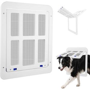NAMSAN Dog Screen Door, Passage Size 12 x 16 inches, Dog Door for Screen Door, Large Pet Door for Sliding Door, Magnetic Automatic Closing, Self-Assembly, Lockable, White