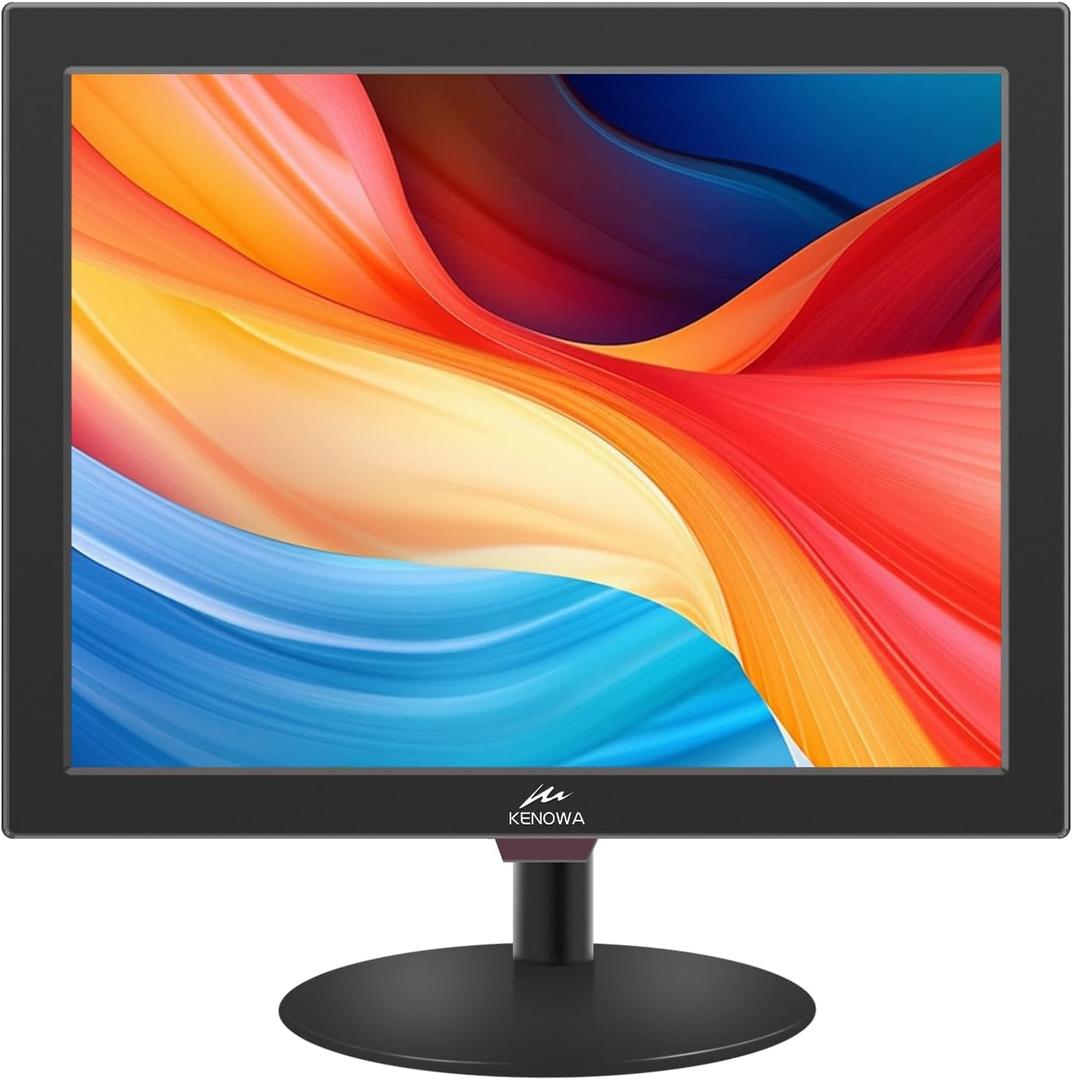 Kenowa 15 Inch PC Monitor, Computer Display for Windows 7/8/10/11, LED 1024 X 768 Screen, 4:3 Aspect Ratio, 60 Hz, 5Ms,75 * 75 mm VESA Hole, Port with HDMI,VGA,BNC,AV, TN Panel,Dual Speakers
