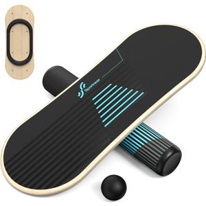 Sportneer Balance Board 7 Modes Wobble Board with Adjustable Stoppers Exercise Balancing Stability Trainer for Improve Balance, Surf Trainer & Physical Therapy - Roller and 2.8'' Ball Included (Blue)