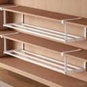 Under-Shelf Expandable Shoe Rack Organizer, White Metal, 40-70cm Width Adjustable, Cabinet Storage for Closet (1 Pcs)