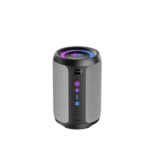 Portable Bluetooth Speaker with Lights, Bluetooth 5.4 Speaker, Powerful Crystal Clear Sound,All Day Playtime,15W Loud Stereo Sound, IPX7 Waterproof,TWS pairing for Outdoor/Home/Party/Travel,Black