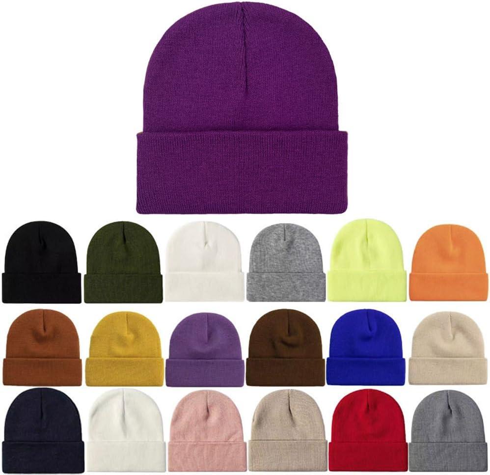 Beanie Hats for Women Men Knit Winter Beanies Warm Winter Hats Acrylic Knit Cuffed Beanie Cap Unisex Purple (Purple)