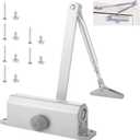 Automatic Door Closer for Home Adjustable Spring Hydraulic Door Closer Aluminum Finish Automatic Door Closing Commercial & Home Use for 65KG Middle-Weight Door (180 Degree Non-Positioning)