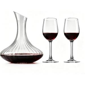 Wine Decanter Set with Aerator – Elegant Crystal Glass Decanter with 2 Red Wine Glasses, Premium Lead-Free Crystal – Perfect for Wine Lovers, Home Bar, Housewarming, Wedding Gift