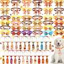 Sadnyy 60 Pcs Thanksgiving Dog Bows Bulk Dog Collars Adjustable Turkey Pumpkin Puppy Bowtie Collar Includes 24 Pet Neck Ties and 24 Bowties 12 Pet Fall Bowknot Set for Grooming Decor