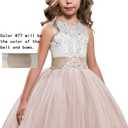 Princess Champagne Long Girls Pageant Dresses Kids Prom Puffy Tulle Ball Gown US 4