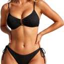 2 Piece Bikini Sets for Women Sexy High Cut Cheeky Bathing Suit Textured U-Wire Swimwear, Small