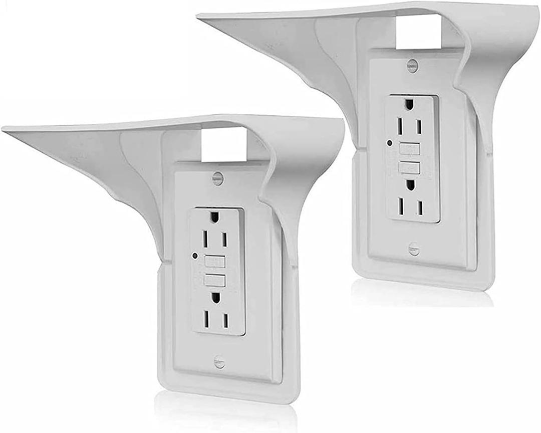2 Pack Single Wall Outlet Shelf Home Wall Shelf Organizer for Outlets, Perfect for Bathroom Kitchen Bedroom with Cord Management and Easy Installation. (White)