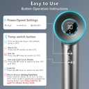 Hair Dryer, Negative Ionic Blow Dryer with 110,000 RPM Brushless Motor for Fast Drying, Professional High-Speed Hairdryer, Low Noise with LED Light Temp Display for Home, Travel, Salon (Dark Grey)