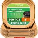 Air Fryer Liners Disposable, 200Pcs 8" Square Unbleached Parchment Paper Liners Non-Stick & Waterproof Oilproof for 5-8 QT Airfryer Basket, Baking, Roasting Microwave, Oven