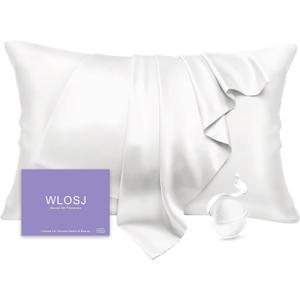 100% Silk Pillow Cases Standard Size Mulberry Silk Pillowcase for Hair and Skin 22 Momme Highest Grade 6A Silk Cooling Soft Smooth with Zipper 20 x 26 Inches 1PC, White
