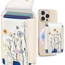 Shorogyt Compatible with Magsafe Wallet for Women - Phone Wallets for Magnetic Card Holder Mag Rfid Watercolor Flower for iPhone 17/16/15/14/13/12 Series Cute with Elastic and Flap Cover, Fit 7 Cards