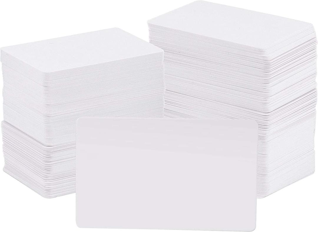 500 Pack 3.35 x 2.12 inches Blank PVC Cards, 15 Mil White CR80 PVC Cards, Graphic Premium Blank Cards, Compatible with Most Printers