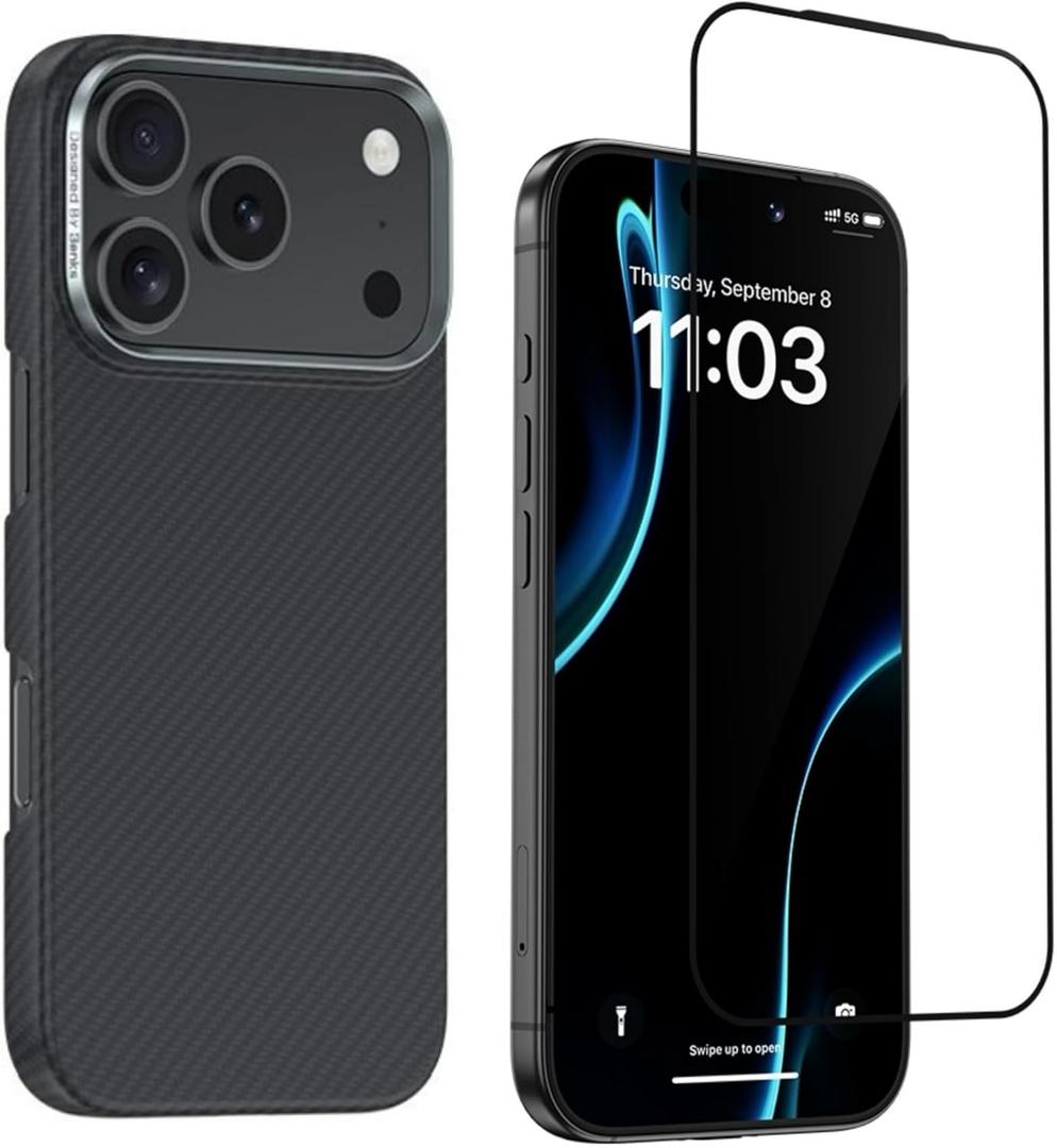 BENKS ArmorAir 600D Kevlar Case + GlassWarrior Sapphire Screen Protector for iPhone 17 Pro Max 6.9 inch