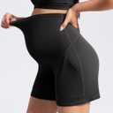 POSHDIVAH Women's Creamluxe Maternity Yoga Shorts with Pockets Pregnancy Workout Running Pants Clothes 6"/9"/12" (Black, M)