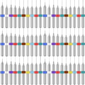 Lothee 60 Pcs Shank Tungsten Carbide Micro Drill Bits Set, Tungsten Steel PCB Print Circuit Board Flute CNC Router Bits for Rough Stone Print Circuit Board Jewelry Engraving (0.1-1.0 mm)