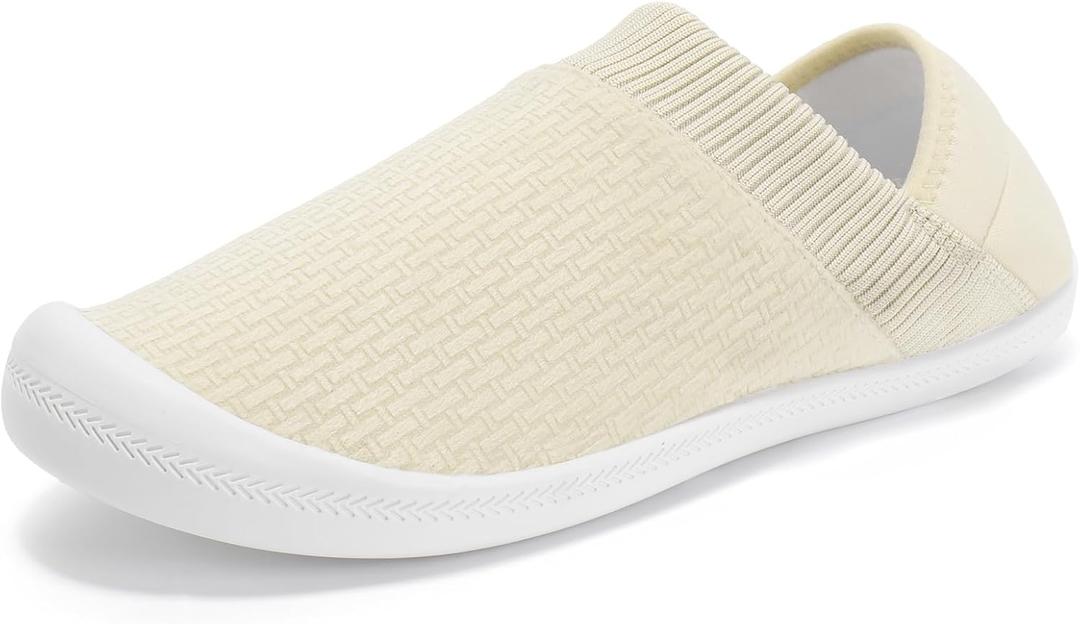 STQ Women's Slippers Indoor with Slip on Cozy House Shoes Non Slip Warm Loafers (6, Beige)