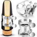Treela 2 Pcs Clarinet Ligature B Flat with Adjustable Screws - Silver Mouthpiece Ligature for Bb Clarinet, Mouthpiece Ligature for Woodwinds Instruments