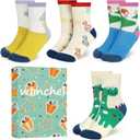 4-Pairs Merino Wool Socks for Kids - Animal Dinosaur Winter Warm Thickened Thermal Socks For Boys, Toddlers, Children (3-5T)