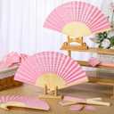 Threehoney 25 Set Baby Shower Favors for Guests Pink Folding Paper Fans a Message from the Bump Favors Bamboo Fans with Thank You Tags Handheld Pink Fans Baby Shower Party Favor for Girl Gender Reveal