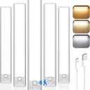 VerRon 14in Under Cabinet Lighting, 3200mAh Rechargeable Battery Powered Closet Lights with 3 Color Tempers 108 LED, Wireless Motion Sensor Light Indoor, Dimmable Lights for Kitchen, Stair, 5-Pack