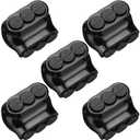 Kanayu 5 Pcs Black Insulated Multi Cable Connector, 3 Ports Electric Wire Connectors and Soldering Lugs, Single Side Entry Cable Splicers, with Oxide Inhibitor (3/0-6 AWG Range,2.57" x 1.73")