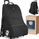 Travel Bag With Wheels for Airplane, Waterproof Padded Car Seat Carrier Backpack for Airport, Fits Infant & Convertible Seats, Black